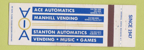 Matchbook Cover - Ace Manhill Stanton Vending Auburn Geneva Seneca Falls NY