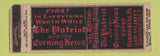 Matchbook Cover - Patriot and Evening Newspaper Harrisburg PA DQ WORN