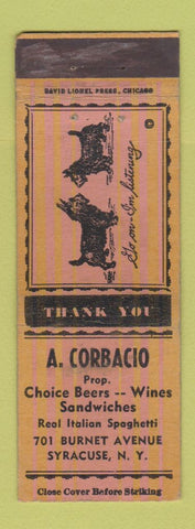 Matchbook Cover - A Corbacio Restaurant Syracuse NY
