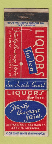 Matchbook Cover - Family Beverage Liquor Joplin MO WEAR