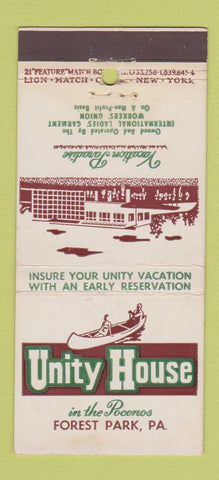 Matchbook Cover - Unity House Forest Park PA  21 Strike Feature