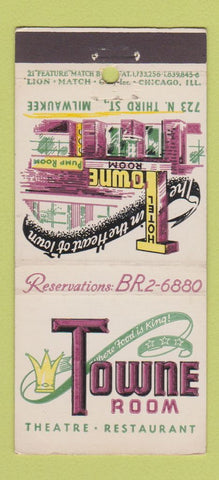Matchbook Cover - Hotel Towne Room Milwaukee WI 21 Strike Feature