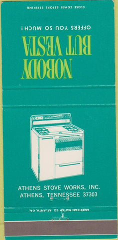 Matchbook Cover - Vesta Stoves Athens TN 30 Strike