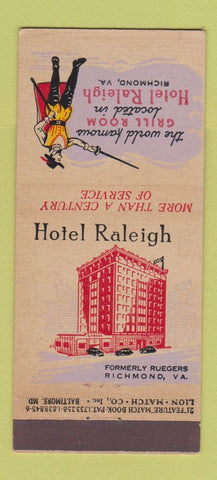 Matchbook Cover - Hotel Raleigh Richmond VA 21 Strike Feature