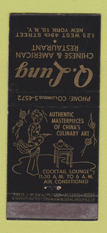 Matchbook Cover - Q Lung Chinese Restaurant New York City 21 Strike Feature