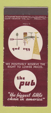 Matchbook Cover - The Pub Philadelphia PA Pennsauken NJ WEAR 21 Strike Feature
