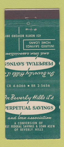 Matchbook Cover - Perpetual Savings Beverly Hills CA MISCUT 21 Strike Feature