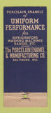 Matchbook Cover - Pemco Porcelain Enamels Baltimore MD 21 Strike Feature