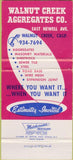 Matchbook Cover - Ready Mix Concrete Walnut Creek CA 30 Strike