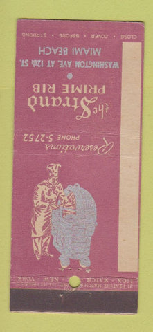 Matchbook Cover - Strand Prime Rib Miami Beach FL 21 Strike Feature