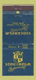 Matchbook Cover - Stockholm Restaurant New York City 21 Strike Feature