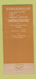 Matchbook Cover - Stockholm Restaurant New York City 21 Strike Feature