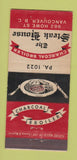 Matchbook Cover The Steak House Charcoal Broiler Vancouver BC 21 Strike Feature