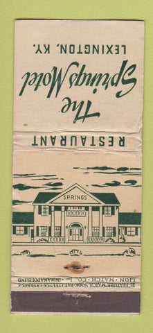 Matchbook Cover - The Springs Motel Lexington KY WORN 21 Strike Feature