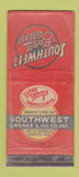 Matchbook Cover - Southwest Grease Oil Wichita KS POOR 21 Strike Feature