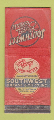 Matchbook Cover - Southwest Grease Oil Wichita KS POOR 21 Strike Feature