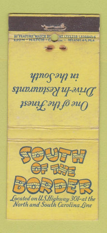Matchbook Cover - South of the Border Dillon SC WEAR 21 Strike Feature