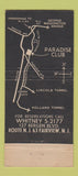 Matchbook Cover - Paradise Club Fairview NJ 21 Strike Feature