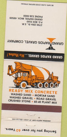 Matchbook Cover - Grand Rapids Gravel concrete Grand Rapids MI 30 Strike