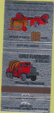 Matchbook Cover - Flanagan Concrete Denver CO 30 Strike