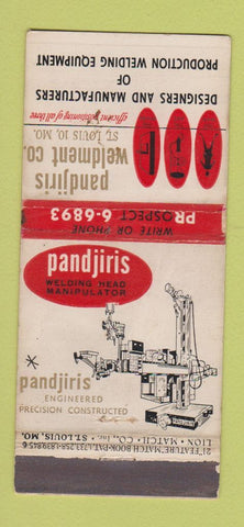 Matchbook Cover - Pandjiris Welding ST Louis MO WEAR 21 Strike Feature