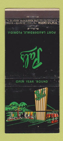 Matchbook Cover - Pal's Restaurant Fort Lauderdale FL 21 Strike Feature