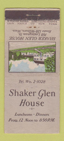 Matchbook Cover - Shaker Glen House Woburn MA WEAR 21 Strike Feature