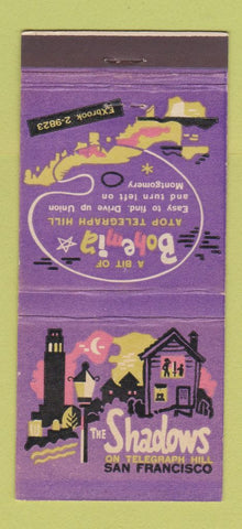 Matchbook Cover - The Shadows San Francisco CA 21 Strike Feature