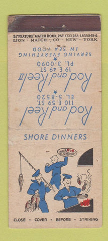 Matchbook Cover - Rod and Reel New York City WEAR 21 Strike Feature