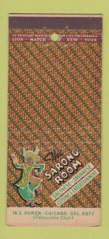 Matchbook Cover - Sarong Room Balinese Japanese Chicago IL 21 Strike Feature