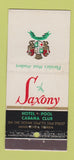 Matchbook Cover - Saxony Hotel Miami Beach FL 21 Strike Feature