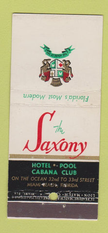 Matchbook Cover - Saxony Hotel Miami Beach FL 21 Strike Feature