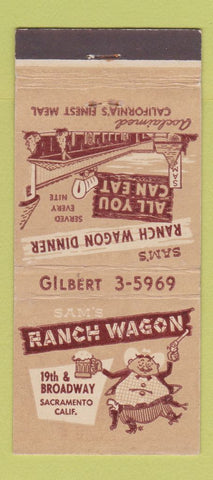 Matchbook Cover - Sam's Ranch Wagon Sacramento CA 21 Strike Feature
