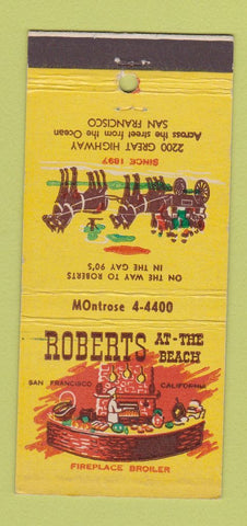 Matchbook Cover - Roberts at the Beach San Francisco CA 21 Strike Feature