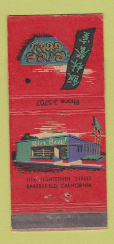 Matchbook Cover - Rice Bowl Bakersfield CA WEAR 21 Strike Feature