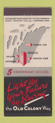 Matchbook Cover - Old Colony COOP Bank Providence RI WEAR 21 Strike Feature