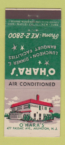 Matchbook Cover - O'Hara's Restaurant Arlington NJ 21 Strike Feature
