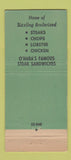 Matchbook Cover - O'Hara's Restaurant Arlington NJ 21 Strike Feature