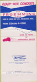 Matchbook Cover - Froemming Concrete Milwaukee WI 30 Strike