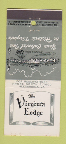 Matchbook Cover - Virginia Lodge Alexandria VA 21 Strike Feature