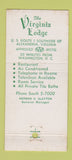 Matchbook Cover - Virginia Lodge Alexandria VA 21 Strike Feature