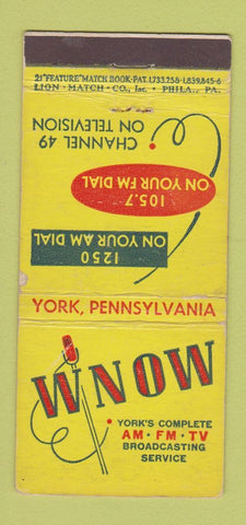 Matchbook Cover - WNOW Radio York PA 1250 21 Strike Feature