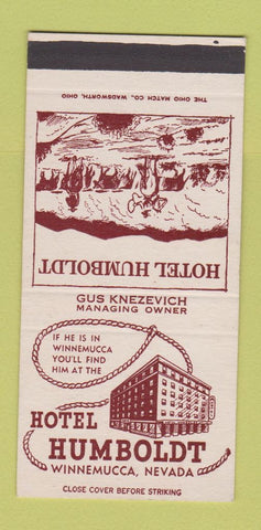 Matchbook Cover - Hotel Humboldt Winnemucca NV 30 Strike SAMPLE