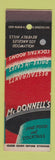 Matchbook Cover - McDonnell's Hollywood Los Angeles Beverly Hills CA SAMPLE