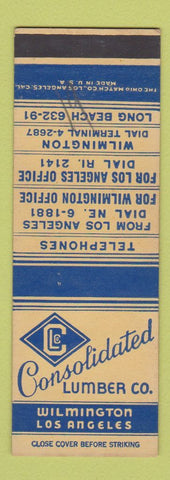 Matchbook Cover - Consolidated Lumber Wilmington Los Angeles CA SAMPLE
