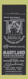 Matchbook Cover - Maryland Restaurant Towson MD SAMPLE