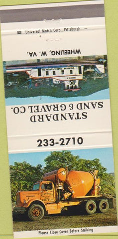 Matchbook Cover - Standard Sand Gravel concrete Wheeling WV WEAR 30 Strike