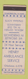 Matchbook Cover - Henry Ambulance Service SAMPLE