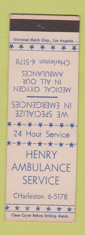 Matchbook Cover - Henry Ambulance Service SAMPLE
