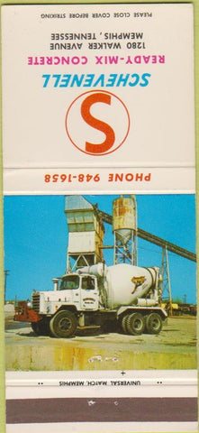 Matchbook Cover - Schevenell Ready Mix Concrete Memphis TN WEAR 30 Strike